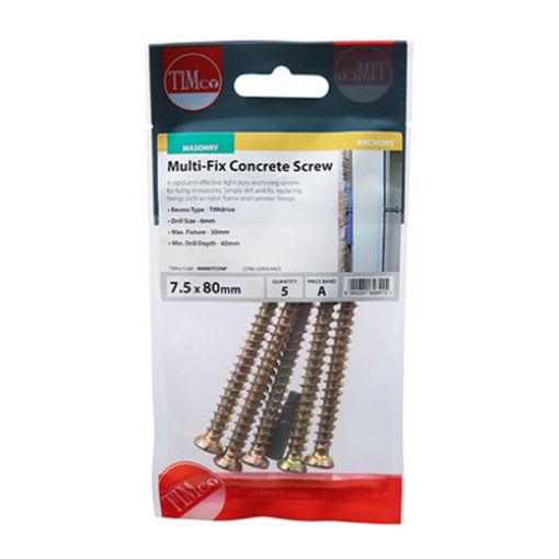 Picture of Multi-Fix Concrete Screw ZYP 7.5 x 80mm (Pack of 5)