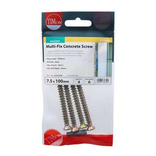 Picture of Multi-Fix Concrete Screw ZYP 7.5 x 100mm (Pack of 4)