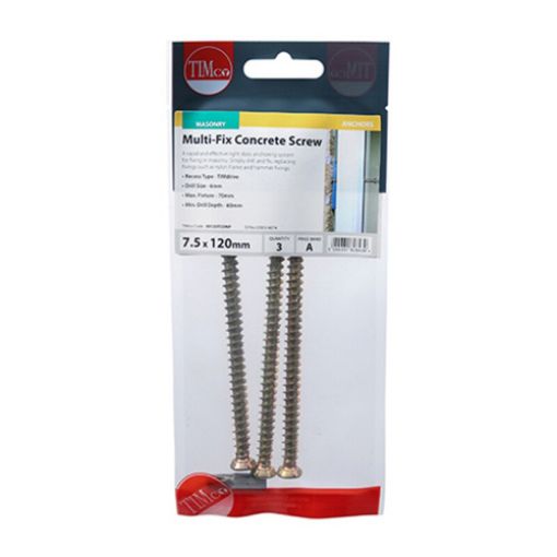 Picture of Multi-Fix Concrete Screw ZYP 7.5 x 120mm (Pack of 3)