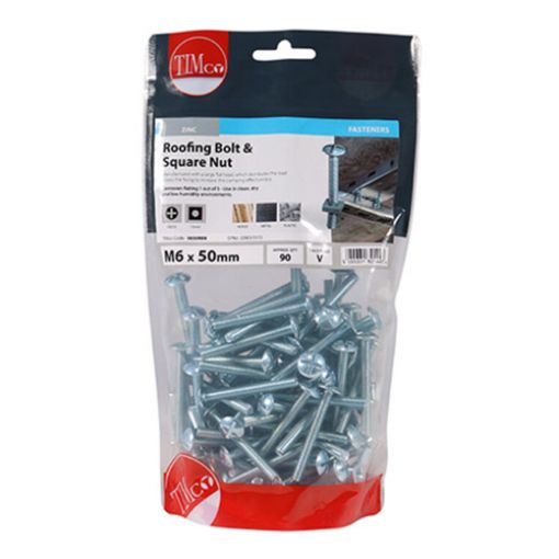 Picture of Roofing Bolt and Square Nut BZP M6 x 50 (Pack of 90)