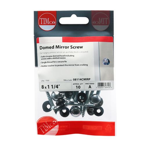 Picture of Domed Mirror Screw Chrome 8 x 1.1/4 (Pack of 10)