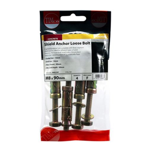 Picture of Shield Anchor Loose Bolt ZYP M8:40L (M8 x 90) (Pack of 4)
