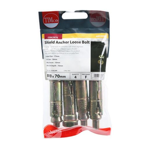 Picture of Shield Anchor Loose Bolt ZYP M10:10L (M10 x 70) (Pack of 4)