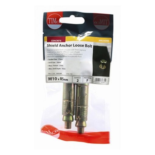 Picture of Shield Anchor Loose Bolt ZYP M10:25L (M10 x 85) (Pack of 2)