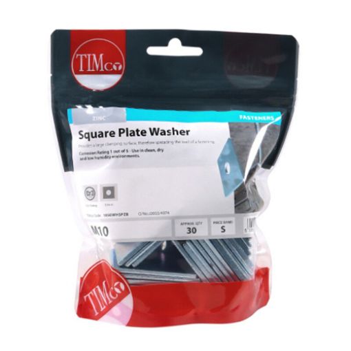 Picture of Square Plate Washer BZP M10 x 50x50x3mm (Pack of 30)