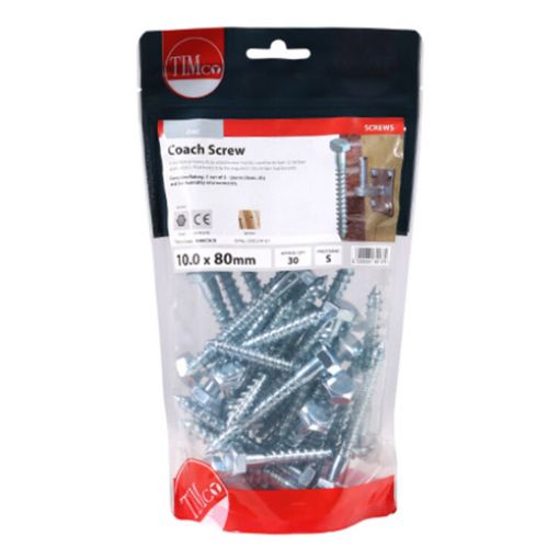 Picture of Coach Screw BZP 10 x 80mm (Pack of 30)