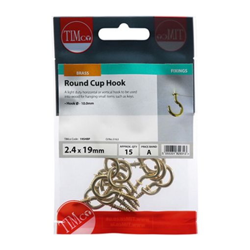 Picture of Cup Hook Round EB 2.4 x 19mm (Pack of 15)