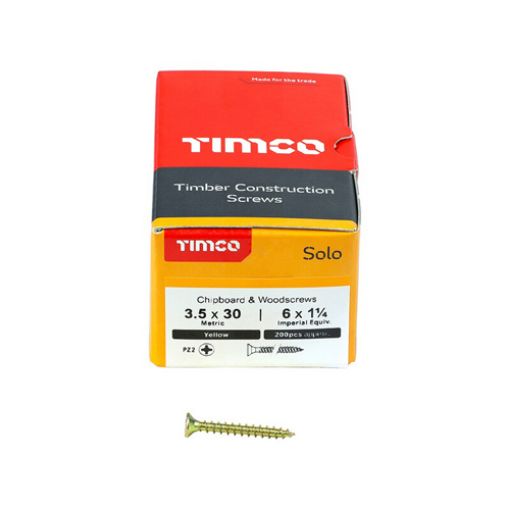 Picture of Solo Woodscrew PZ2 CSK ZYP 3.5 x 30mm (Box of 200)