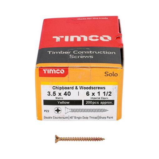 Picture of Solo Woodscrew PZ2 CSK ZYP 3.5 x 40mm (Box of 200)