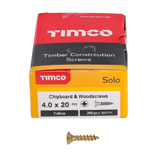 Picture of Solo Woodscrew PZ2 CSK ZYP 4.0 x 20mm (Box of 200)