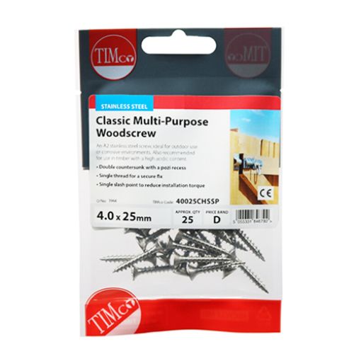Picture of A2 Stainless Steel Screws 4.0 x 25mm (Pack of 25)