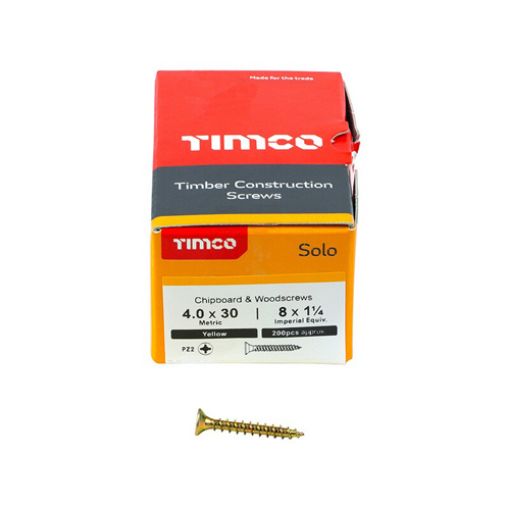 Picture of Solo Woodscrew PZ2 CSK ZYP 4.0 x 30mm (Box of 200)