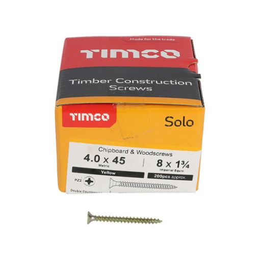 Picture of Solo Woodscrew PZ2 CSK ZYP 4.0 x 45mm (Box of 200)