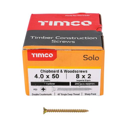 Picture of Solo Woodscrew PZ2 CSK ZYP 4.0 x 50mm (Box of 200)