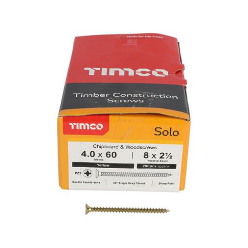 Picture of Solo Woodscrew PZ2 CSK ZYP 4.0 x 60mm (Box of 200)