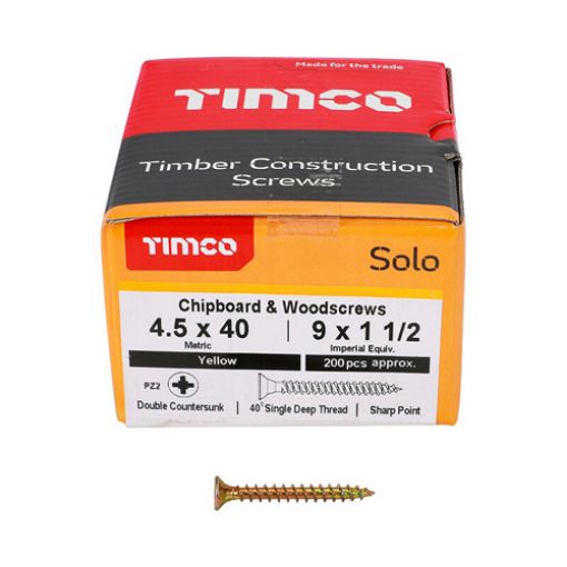 Picture of Solo Woodscrew PZ2 CSK ZYP 4.5 x 40mm (Box of 200)