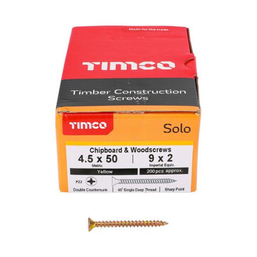Picture of Solo Woodscrew PZ2 CSK ZYP 4.5 x 50mm (Box of 200)