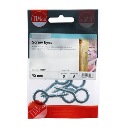 Picture of Screw Eye Zinc 10g x 45mm (Pack of 5)