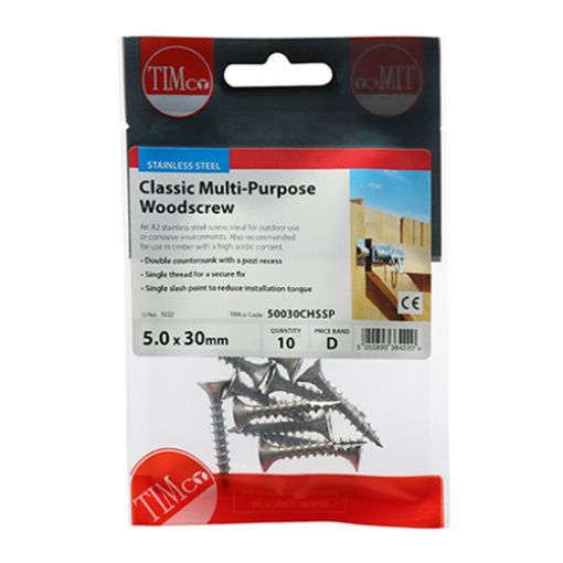 Picture of A2 Stainless Steel Screws 5.0 x 30mm (Pack of 10)
