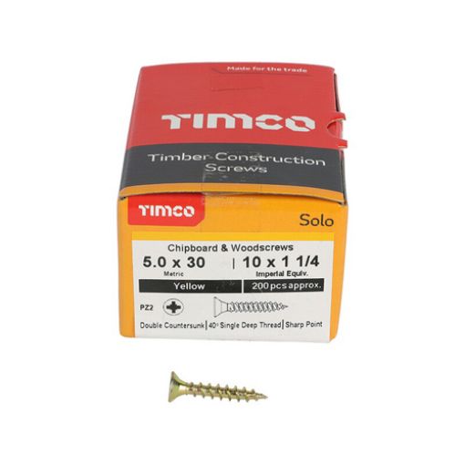 Picture of Solo Woodscrew PZ2 CSK ZYP 5.0 x 30mm (Box of 200)