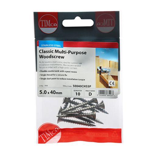 Picture of A2 Stainless Steel Screws 5.0 x 40mm (Pack of 10)