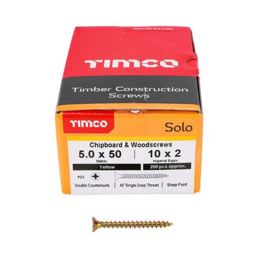 Picture of Solo Woodscrew PZ2 CSK ZYP 5.0 x 50mm (Box of 200)