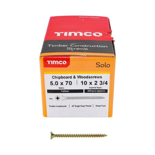 Picture of Solo Woodscrew PZ2 CSK ZYP 5.0 x 70mm (Box of 200)