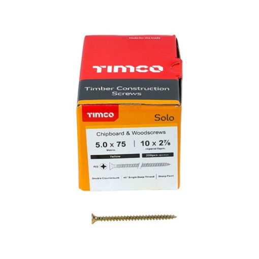 Picture of Solo Woodscrew PZ2 CSK ZYP 5.0 x 75mm (Box of 200)