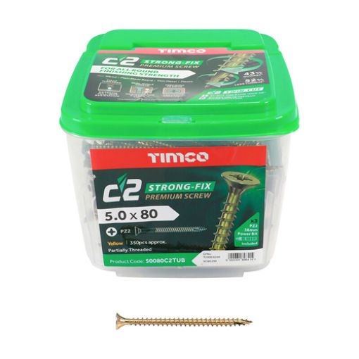 Picture of C2 Strong-Fix Screw PZ2 ZYP 5.0 x 80mm (Tub of 350)