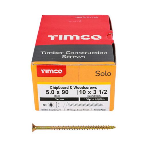 Picture of Solo Woodscrew PZ2 CSK ZYP 5.0 x 90mm (Box of 100)