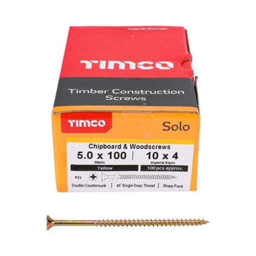 Picture of Solo Woodscrew PZ2 CSK ZYP 5.0 x 100mm (Box of 100)