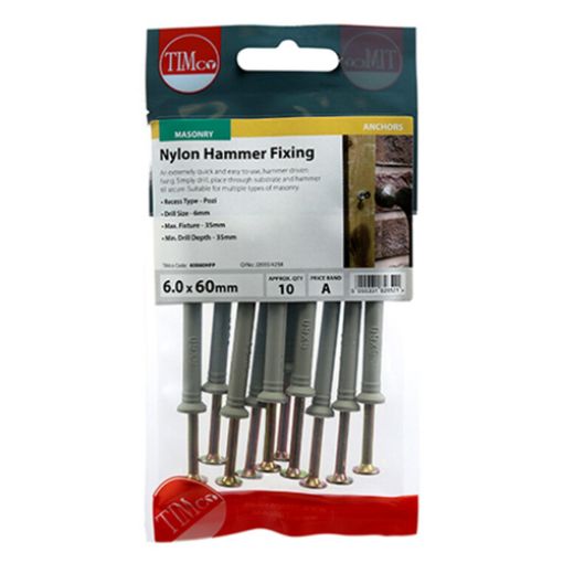 Picture of Nylon Hammer Fixing ZYP 6.0 x 60 (Pack of 10)
