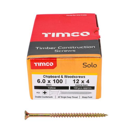 Picture of Solo Woodscrew PZ3 CSK ZYP 6.0 x 100mm (Box of 100)