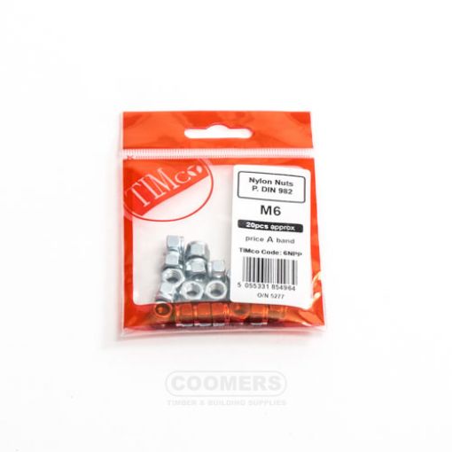 Picture of Nylon Insert Nuts Zinc M6 (Bag of 20)