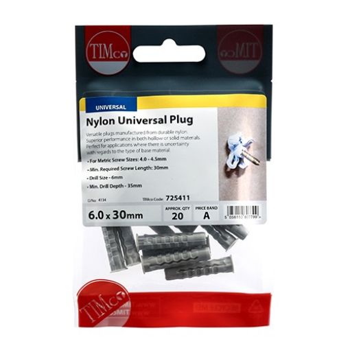 Picture of Nylon Universal Plug 6.0 x 30 (Pack of 20)