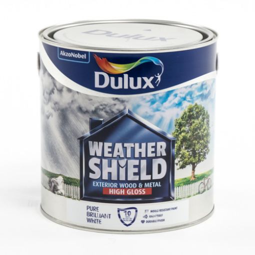 Picture of Dulux Weathershield Exterior Gloss Pure Brilliant White 2.5Ltr