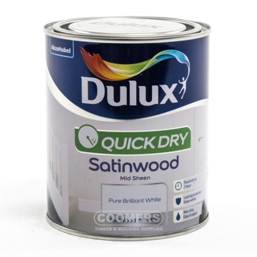 Picture of Dulux Quick Dry Satinwood Pure Brilliant White 750ml