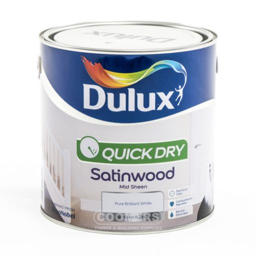 Picture of Dulux Quick Dry Satinwood Pure Brilliant White 2.5Ltr