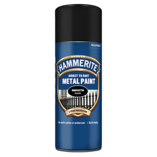 Picture of Hammerite Aerosol Smooth Direct To Rust Black 400ml