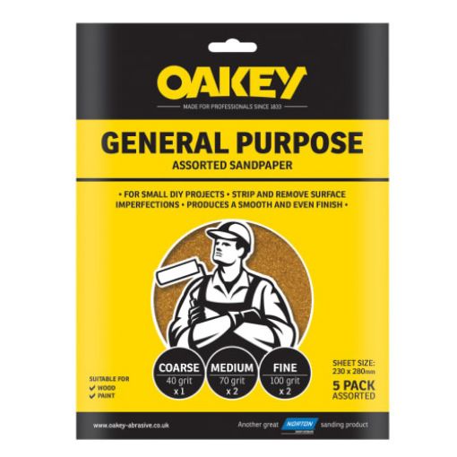 Picture of Oakey Glasspaper Sanding Sheets 230 x 280mm Assorted