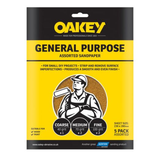 Picture of Oakey Glasspaper Sanding Sheets 230 x 280mm Coarse 50G