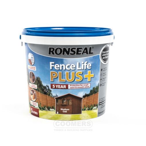 Picture of Ronseal Fence Life Plus+ Medium Oak 5Ltr