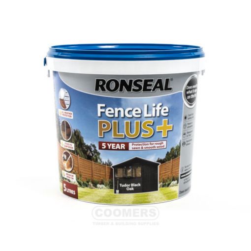 Picture of Ronseal Fence Life Plus+ Tudor Black Oak 5Ltr