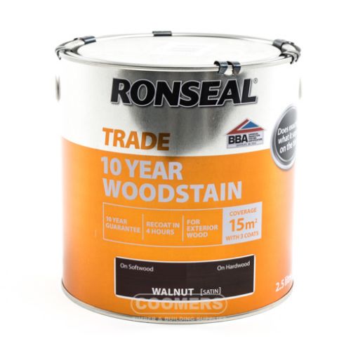 Picture of Ronseal Trade 10 Year Woodstain Walnut 2.5Ltr