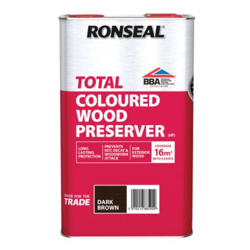 Picture of Ronseal Trade Total Wood Preserver Dark Brown 5Ltr