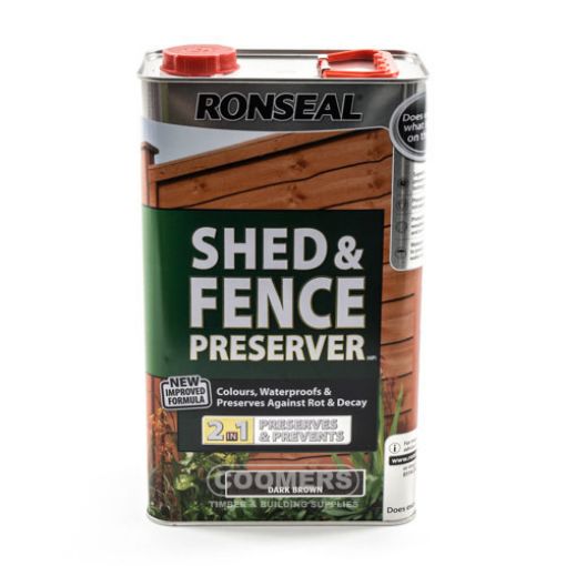 Picture of Ronseal Shed and Fence Preserver Dark Brown 5Ltr