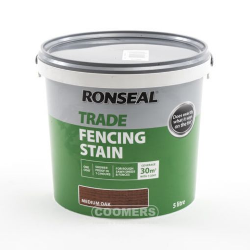 Picture of Ronseal Trade Fencing Stain Medium Oak 5Ltr