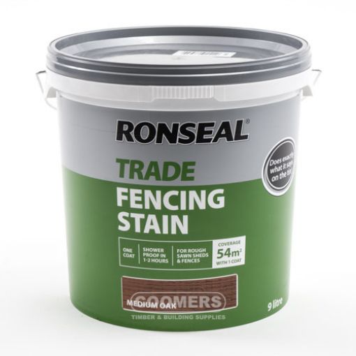 Picture of Ronseal Trade Fencing Stain Medium Oak 9Ltr