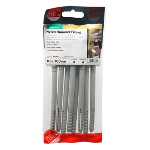 Picture of Nylon Hammer Fixing ZYP 8.0 x 100 (Pack of 8)