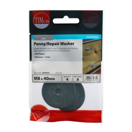 Picture of Penny Washer BZP M8 x 40 (Pack of 4)
